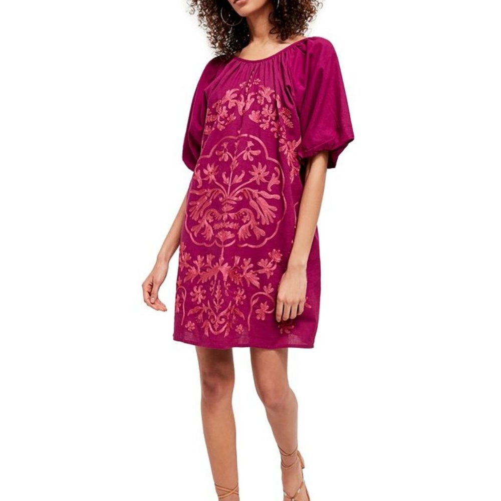 Free People Fiona Embroidered Mini Dress Small New With Tags